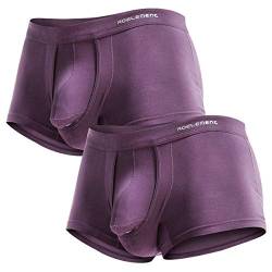 Ouruikia Herren Unterwäsche Modal Boxershorts Leichte Turnks Tagless Unterhose mit separater Tasche, Violett (2 Packungen)., Small von Ouruikia