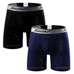 Ouruikia Herren Unterwäsche Sport Unterhosen Männer Elastisch Boxershorts Schnelltrocknend Atmungsaktiv Bequem Unterwäsche XL Schwarz Blau von Ouruikia