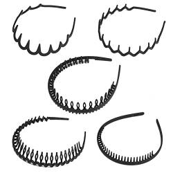 5Pcs Haarband Unisex Kopfband Wave Stirnband Elastisches Haarreifen für Männer Frauen Rutschfest Hairband Multi-Style Haarreif für Sport Yoga Outdoor Haarbänder Zubehör (Schwarz) von OusSee