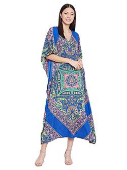 Damen Kaftans Kimono Maxi Stil Kleider Lang Bedruckt Kaftan Strandkleid Damen Plus Size Abendkleid, Mehrfarbiger Maxi-Kaftan, Paisleymuster, Blau, Einheitsgröße Mehr von Oussum