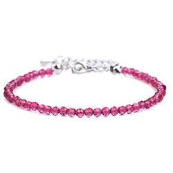 OutFyt 3 Mm Natürliches Rubinstein Chakren Armband Für Frauen, Facettiertes Chakra Edelstein Armband, Verstellbar, Yoga Distanz Charm Schmuck Für Männer, Paar Schmuck, Christmasgeschenk von OutFyt