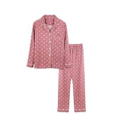 OutFyt Baumwoll Pyjama Set Für Damen, Mit Knöpfen, Zweiteiler Pyjama Set, Lässig, Langärmelig, Pyjamas Für Damen, Sets, Weiche Oberteile, Hosen, Nachtwäsche, Loungewear, Herbst Und Winter, Pin von OutFyt