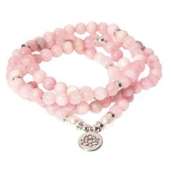 OutFyt Damen Armband Mit Natürlichen Rosa Chalcedon Edelsteinen, Böhmisches Layering Armband Set, Lotus Anhänger, Elastisches Armband, Schmuck, Geschenke Für Muttertag, Mutter Geschenk von OutFyt