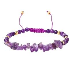 OutFyt Handgeflochtenes, Unregelmäßiges Kristall Edelstein Armband, Natürliches Amethyst Stein Armband, Verstellbares Glücksarmband, Armreifen, Sommer, Für Damen Und Herren, Schmuck, Geschenk von OutFyt