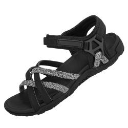 OutPro Damen-Wandersandalen mit Fußgewölbestützriemen Sport-Sandale Wasserschuhe Strandurlaub weiblich lässiges Gehen,Schwarz 38 von OutPro