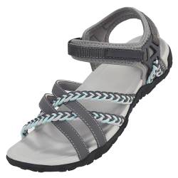 OutPro Damen-Wandersandalen mit Fußgewölbestützriemen Sport-Sandale Wasserschuhe Strandurlaub weiblich lässiges Gehen,hellgrau/dunkelgrau 40 von OutPro