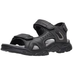 OutPro Herren Ledersandalen, sportSandalenherren, Sommer, offener Zehenbereich, Klettverschluss, Wandern, Outdoor, Strand,Schwarz 42 von OutPro