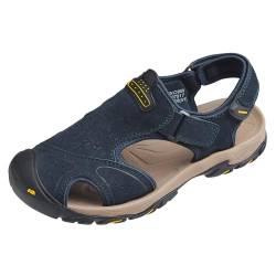 OutPro Herren-Ledersandalen wasserdicht Angeln Sportsandalen Outdoor Strand Sport Bergsteigen Wandern Sandalen für den Sommer,Blau 40 von OutPro