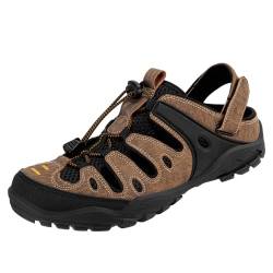 OutPro Herren Sandalen, Premium Sportsandalen mit Luftpolsterung, Wasserdichte Outdoor-Sandalen für Wandern Spazierengehen Strand Wassersport, Schwarz/Braun, 42 von OutPro