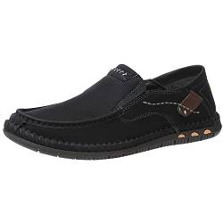 OutPro Mokassin Herren Slipper Leder Leicht Loafer & Slip-ons Weich Flache Bootsschuhe Sommer Lässige Schuhe,Schwarz,41 EU von OutPro