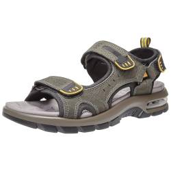 OutPro Outdoor Sport Sandalen Herren, Leichte Leder Trekking Wander Strandsandalen, Offroad Sommersandalen mit Klettverschluss, Wasserdichte Schuhe von OutPro