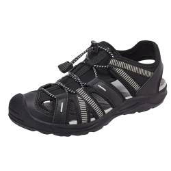 OutPro Sandalen Damen Wandersandalen Damen Geschlossene Zehensandalen Verstellbare elastische Kordel Sportsandalen Outdoor Wasserschuhe Wasserdicht Bequem Sommer Strand,schwarz/hellgrau38 von OutPro