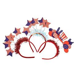 Outanaya 3st Unabhängigkeitstag Stirnband Stirnbänder Mit Amerikanischer Flagge Patriotische Haarbänder Haargummis Für Damenhaar Stern Kopfschmuck Plastik Fräulein Rot Weiß Blau Zubehör von Outanaya