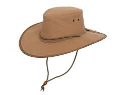 Australien Style Sommerhut mit breite Krempe, Vegan, angenehm leicht, Kinnband inklusive, toller Cowboy-Hut beim Wandern, Reisen, hoher Sonnenschutz am Strand, wasserfest, Unisex von Outbacker