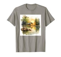 See Wald Camping Sonnenuntergang Natur Baum Outdoor Landschaft Kunst T-Shirt von Outdoor Mountains Nature Adventure Clothing