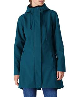 Damen Regenjacke Lange Softshelljacke mit Kapuze Frauen Übergangsjacke Regenmantel Gefütterte Funktionsjacke Wasserdichte Windbreaker Wanderjacke Atmungsaktive Outdoorjacke für Wandern Keramikblau XS von Outdoor Ventures