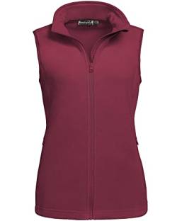 Outdoor Ventures Damen Fleece Weste Outdoor Ultraleichte Polar Fleeceweste Dünne Luafwesten für Frauen Ärmellos Jacke mit Taschen Frühlings Herbst für Laufen Wandern Camping, Weinrot 2XL von Outdoor Ventures