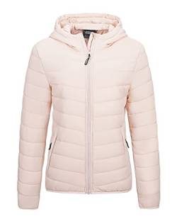 Outdoor Ventures Damen Steppjacke Leichte Packbare Übergangsjacke Warme Winterjacke mit Kapuze für Frauen Gefüttert Pufferjacke mit Taschen für Freizeit Wandern Reisen Rosa 2XL von Outdoor Ventures