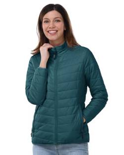 Outdoor Ventures Damen Steppjacke Leichte Warme Packbare Übergangsjacke Puffer Jacke für Frauen Gefüttert Weiche Steppmantel Quilted Coat für Freizeit Wandern Reisen Outdoor Cyan 2XL von Outdoor Ventures