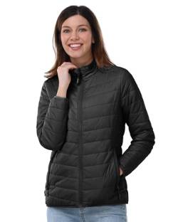 Outdoor Ventures Damen Steppjacke Leichte Warme Packbare Übergangsjacke Puffer Jacke für Frauen Gefüttert Weiche Steppmantel Quilted Coat für Freizeit Wandern Reisen Outdoor Schwarz L von Outdoor Ventures