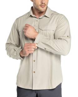 Outdoor Ventures Hemd Herren Freizeithemd Langarm Outdoor Shirt Atmungsaktive Schnell Trocknende Funktionshemd, Männer Frühling Sommer UV-Schutz Sportshirt Khaki L von Outdoor Ventures