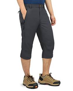 Outdoor Ventures Herren 3/4 Hose Cargo Shorts Kurze Cargohose Stretch Sommer Outdoorshorts für Männer Schnelltrocknende Wandershorts für Hiking Wandern Laufen Grau M von Outdoor Ventures