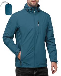 Outdoor Ventures Herren Leichte Wasserdichte Jacke Winddichte Regenmäntel Pack Away Kapuzenjacken Windbreaker für Camping Angeln Laufen Radfahren China Blau XXL von Outdoor Ventures