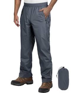 Outdoor Ventures Herren Regenhose Fahrrad Wasserdicht Atmungsaktiv Überziehhose Winddicht Outdoorhose Wanderhose Winddicht Leichte Trekkinghose Packbar Dunkel Grau M/34 Schrittlänge von Outdoor Ventures