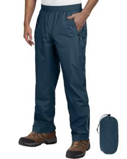 Outdoor Ventures Herren Regenhose Fahrrad Wasserdicht Atmungsaktiv Überziehhose Winddicht Outdoorhose Wanderhose Winddicht Leichte Trekkinghose Packbar Navy Blau XL/32 Schrittlänge von Outdoor Ventures