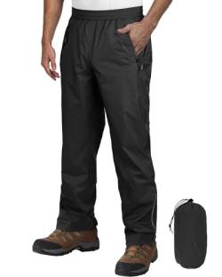 Outdoor Ventures Herren Regenhose Fahrrad Wasserdicht Atmungsaktiv Überziehhose Winddicht Outdoorhose Wanderhose Winddicht Leichte Trekkinghose Packbar Schwarz M/32 Schrittlänge von Outdoor Ventures