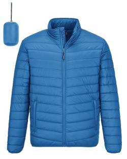 Outdoor Ventures Herren Steppjacke Leichte Warme Übergangsjacke Packbare Pufferjacke, Wasserbeständige Outdoorjacke für Outdoor Casual Klassisch Blau XL von Outdoor Ventures