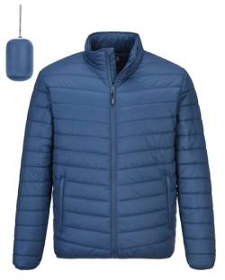 Outdoor Ventures Herren Steppjacke Leichte Warme Übergangsjacke Packbare Pufferjacke, Wasserbeständige Outdoorjacke für Outdoor Casual Navy Blau M von Outdoor Ventures