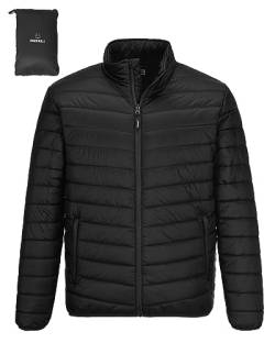 Outdoor Ventures Herren Steppjacke Leichte Warme Übergangsjacke Packbare Pufferjacke, Wasserbeständige Outdoorjacke für Outdoor Casual Schwarz 2XL von Outdoor Ventures