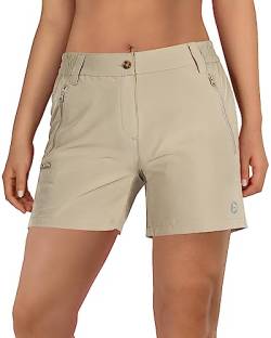 Outdoor Ventures Kurze Hose Damen UPF50+ UV Schutz Wander Shorts Sommer Leicht Trekking Shorts Stretch Schnelltrocknend Wanderhose Braun DE36 von Outdoor Ventures