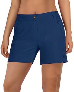 Outdoor Ventures Kurze Hose Damen UPF50+ UV Schutz Wander Shorts Sommer Leicht Trekking Shorts Stretch Schnelltrocknend Wanderhose Dunkelblau DE34 von Outdoor Ventures