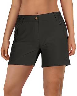 Outdoor Ventures Kurze Hose Damen UPF50+ UV Schutz Wander Shorts Sommer Leicht Trekking Shorts Stretch Schnelltrocknend Wanderhose Schwarz DE34 von Outdoor Ventures