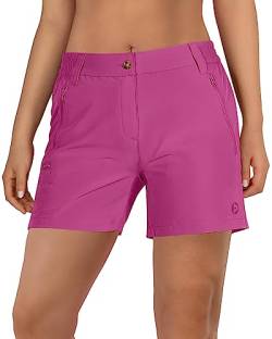 Outdoor Ventures Kurze Hose Damen UPF50+ UV Schutz Wander Shorts Sommer Leicht Trekking Shorts Stretch Schnelltrocknend Wanderhose Violettrot DE42 von Outdoor Ventures