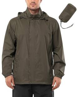 Outdoor Ventures Regenjacke Herren Wasserdicht Ultraleichte Dünne Faltbare Regenmantel Atmungsaktiv Fahrrad Regenjacke Sport Braun S von Outdoor Ventures