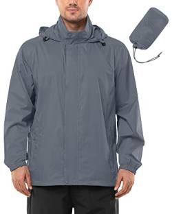 Outdoor Ventures Regenjacke Herren Wasserdicht Ultraleichte Dünne Faltbare Regenmantel Atmungsaktiv Fahrrad Regenjacke Sport Dunkelgrau XXL von Outdoor Ventures