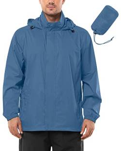 Outdoor Ventures Regenjacke Herren Wasserdicht Ultraleichte Dünne Faltbare Regenmantel Atmungsaktiv Fahrrad Regenjacke Sport Glas Blau M von Outdoor Ventures