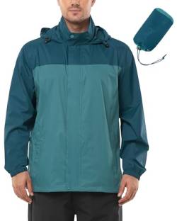 Outdoor Ventures Regenjacke Herren Wasserdicht Ultraleichte Dünne Faltbare Regenmantel Atmungsaktiv Fahrrad Regenjacke Sport Kadettblau/Nachtblau L von Outdoor Ventures