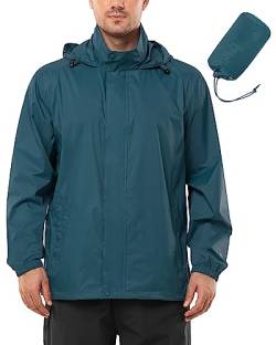 Outdoor Ventures Regenjacke Herren Wasserdicht Ultraleichte Dünne Faltbare Regenmantel Atmungsaktiv Fahrrad Regenjacke Sport Marokkanisches Blau XL von Outdoor Ventures