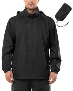 Outdoor Ventures Regenjacke Herren Wasserdicht Ultraleichte Dünne Faltbare Regenmantel Atmungsaktiv Fahrrad Regenjacke Sport Schwarz L von Outdoor Ventures