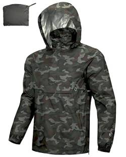 Outdoor Ventures Regenjacke für Herren, wasserdichter Pullover, leicht, mit Kapuze, Windjacke, Outdoor-Regenmantel, verstaubar, atmungsaktiv, winddicht, Shelljacke für Reisen, Camping, Laufen, von Outdoor Ventures