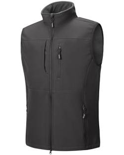 Outdoor Ventures Softshell Weste Herren Wasserdicht Winddichte Ärmellose Jacke Sportlich,Mehrere Taschen Body Warmer Golf Softshellweste für Männer Braun-Grau S von Outdoor Ventures