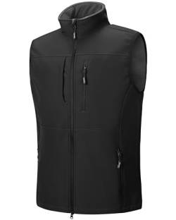 Outdoor Ventures Softshell Weste Herren Wasserdicht Winddichte Ärmellose Jacke Sportlich,Mehrere Taschen Body Warmer Golf Softshellweste für Männer Schwarz M von Outdoor Ventures