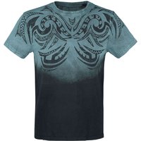 Outer Vision T-Shirt - Waves Tattoo - S bis 4XL - für Männer - Größe L - türkis von Outer Vision