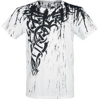 Outer Vision T-Shirt - Wings Tattoo Splashed Strips - S bis 4XL - für Männer - Größe 3XL - weiß von Outer Vision