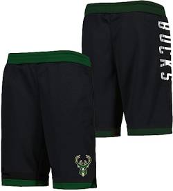 NBA Youth 8-20 Offizielle Trouble on The Court Performance Shorts, Milwaukee Bucks, 18-20 von Outerstuff