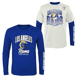 NFL Jungen Jugend 8-20 Game Day Team Color 3er-Pack T-Shirt und Langarm Combo Shirt Set, LOS ANGELES RAMS, L von Outerstuff
